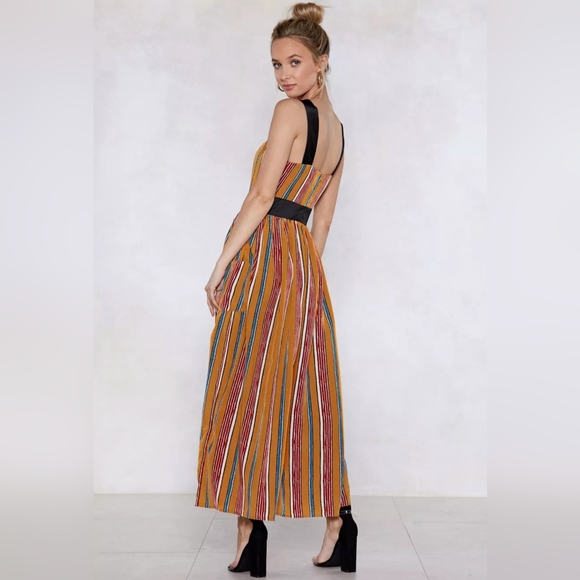 NASTY GAL Stripe On Cue Summer Resort Vacation Maxi Dress, Size US 4 - Picture 4 of 15